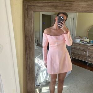 Alexis Blush One-Shoulder Long-Sleeve Mini Dress